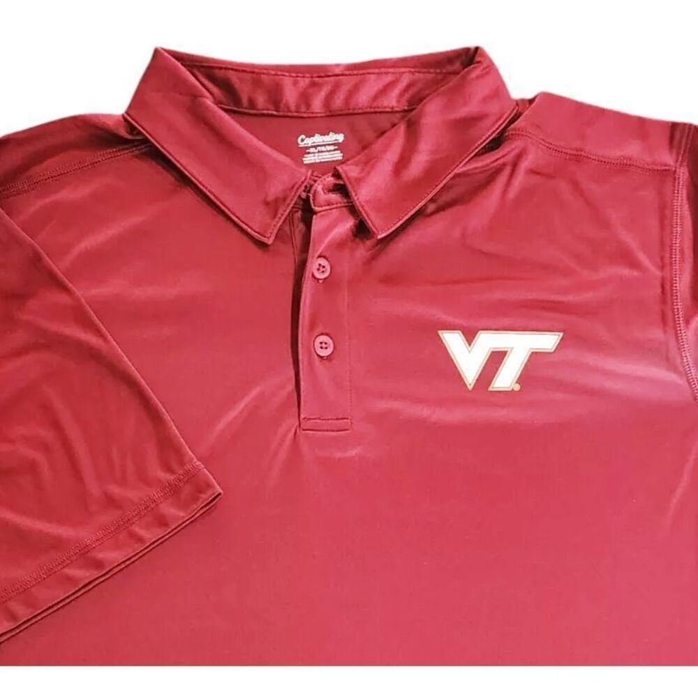 Captivating‎ Virginia Tech VT Logo Athletic Performance Polo Shirt XL Burgundy